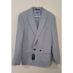 Perry Ellis Mens 40R Blazer Jacket Blue Gray cotton Spring Summer Lightweight